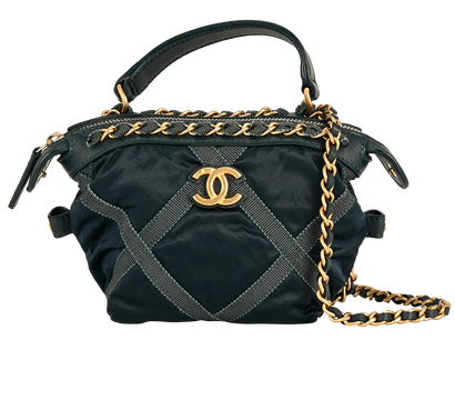 Grosgrain Lifestyle Clutch With Chain, &pound;1,900, Handbags, Blue, Nylon, Front view